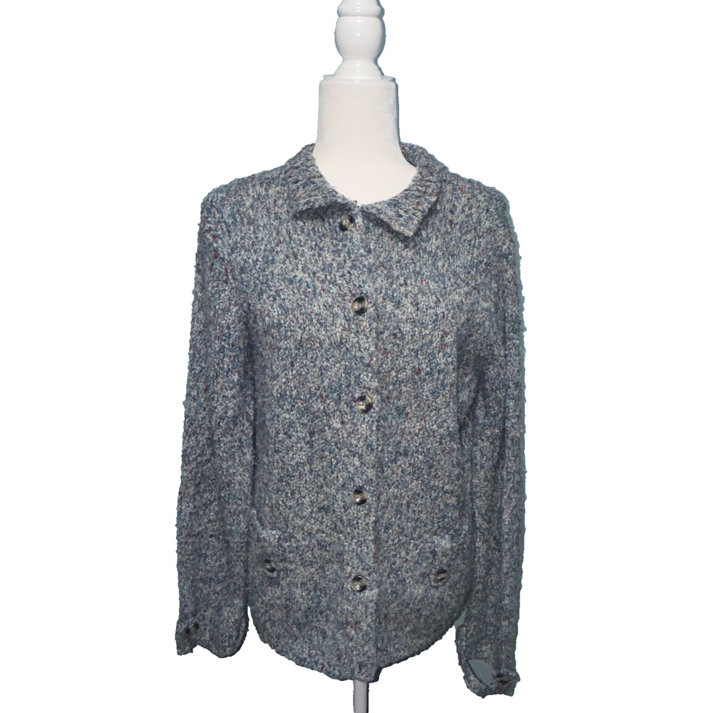 Sag Harbor Sports Women’s Medium Y2K Knit Cardigan Classic Button Up Pockets